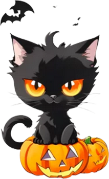 Cute halloween cat sitting in a pumpkin