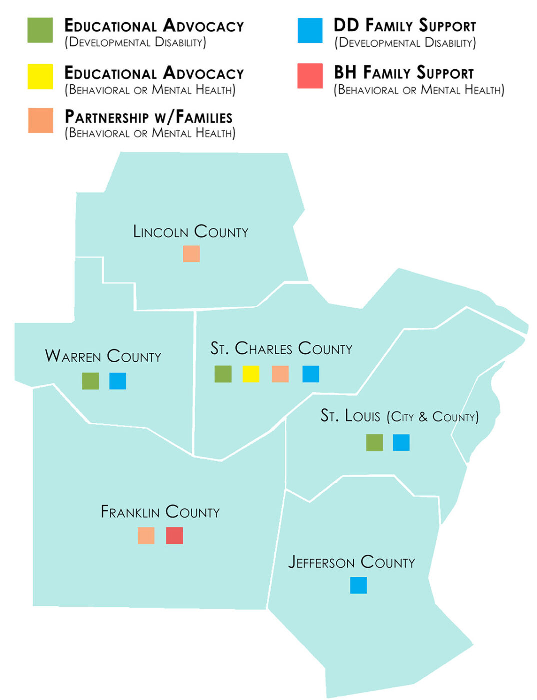 Map of FACT Services available by county